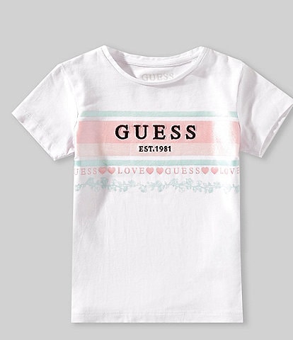 Guess Little Girls 2T-7 Short-Sleeve Foiled-Printed Embossed-Embroidered Logo T-Shirt