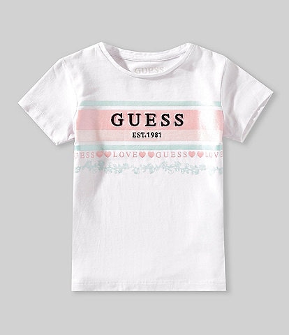 Guess Little Girls 2T-7 Short-Sleeve Foiled-Printed Embossed-Embroidered Logo T-Shirt