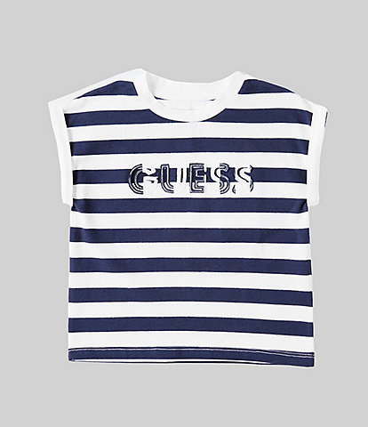 Guess Little Girls 2T-7 Short Sleeve Guess Stripe T-Shirt