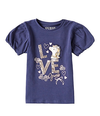 Guess Little Girls 2T-7 Short Sleeve Love Doodle T-Shirt