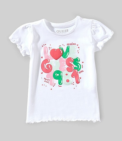 Guess Little Girls 2T-7 Short Sleeve Love Guess Printed T-Shirt