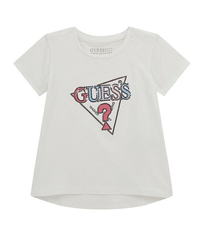 Guess Little Girls 2T-7 Short-Sleeve Sequin-Embellished Embroidered Triangle-Shaped Motif T-Shirt