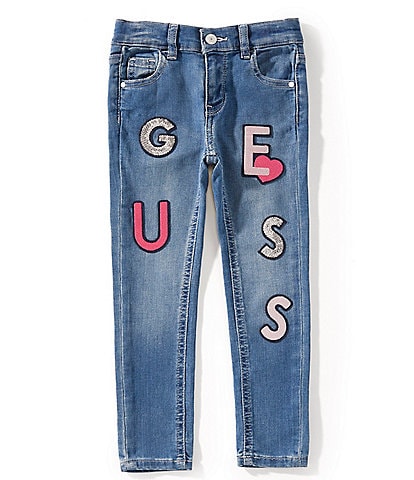 Guess Little Girls 2T-7 Skinny-Fit Sequin-Embellished-Embroidered Jeans