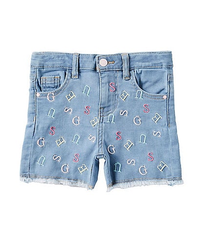 Guess Little Girls 2T-7 Stretch Denim Letters Shorts