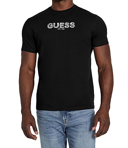 Guess Logo Embroidered Short Sleeve T-Shirt