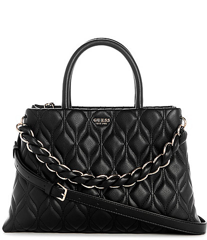Guess Maxine Girlfriend Quilted Satchel Top Handle Chain Strap Bag