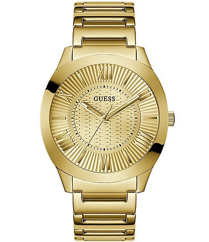 Guess Men's Analog Gold Tone Stainless Steel Bracelet Round 44mm Watch