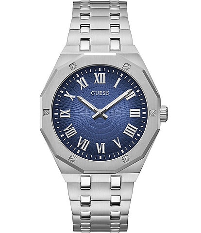 Guess Men's Asset Analog Silver Tone Stainless Steel Bracelet Watch