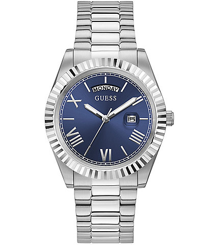 Guess Men's Continental Analog Silver-Tone Bracelet Watch