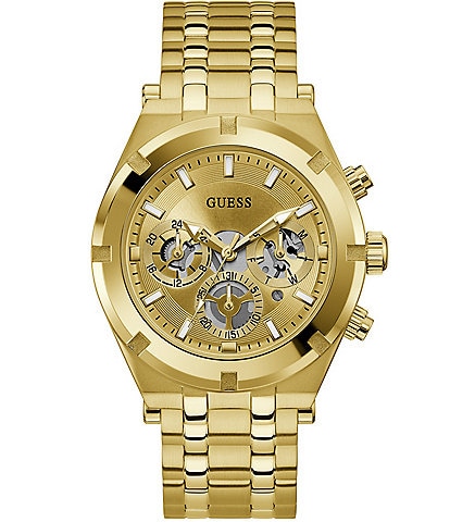 Guess Men's Continental Bling Multifunction Gold-Tone Bracelet Watch