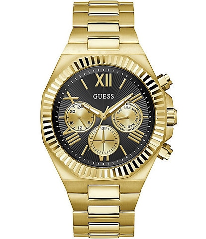 Guess Men's Multifunction Gold Tone Stainless Steel Bracelet Watch