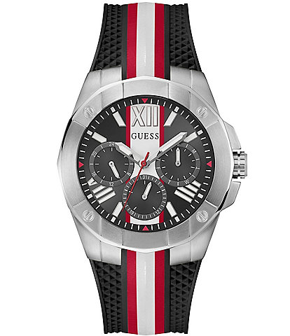 Guess Men's Multifunction Red and Black Silicone Strap Watch