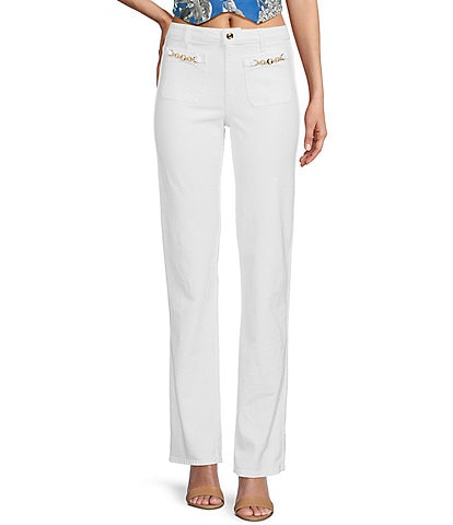 Guess Mid Rise Relaxed Straight G Charm Pants
