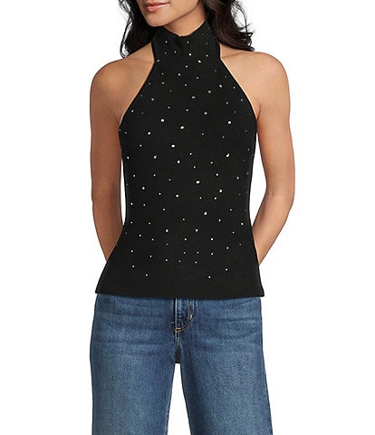 Guess Minara Sleeveless Rhinestone Detailed Sweater Top