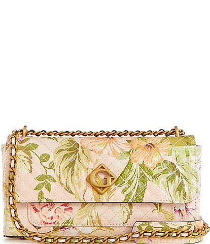 Guess Nerina Convertible Flap Quilted Floral Shoulder Bag