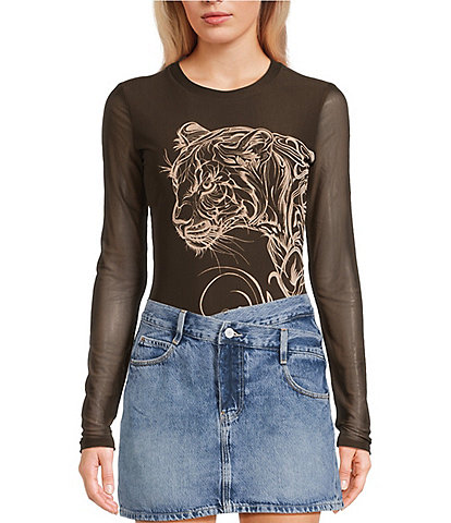 Guess Penelope Long Sleeve Slinky Mesh Bodysuit