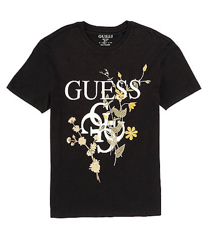 Guess Quartro Floral Print Logo Graphic Short Sleeve T-Shirt