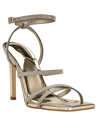 Guess Sabie Glitter Square Toe Strappy Dress Sandals