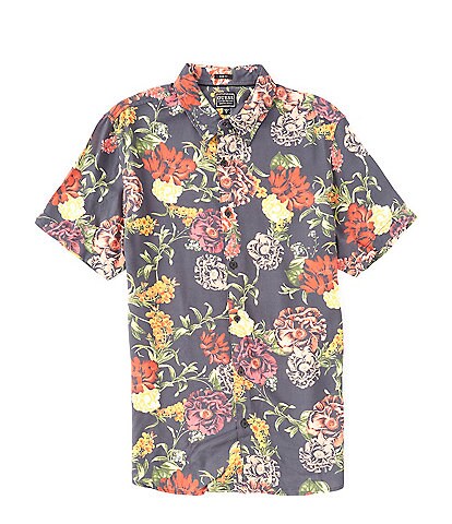 Guess Short Sleeve Eco Rayon Electric Floral Woven Shirt