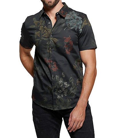 Guess Short Sleeve Luxe Dark Floral Shirt