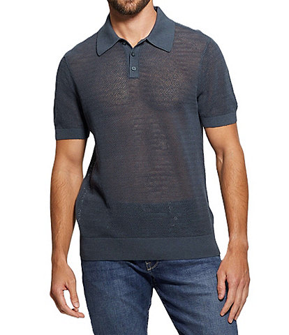 Guess Short Sleeve Open Herringbone Eric Polo Shirt