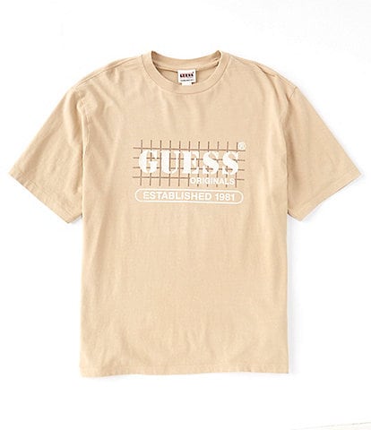 Guess Short Sleeve Original Washed Grid Logo Graphic T-Shirt