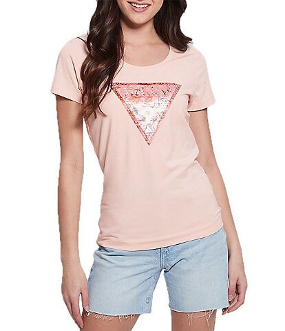 Guess Short Sleeve Satin Triangle Graphic T-Shirt