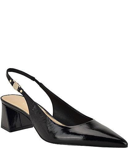 Guess Sinya Patent Block Heel Slingback Pumps
