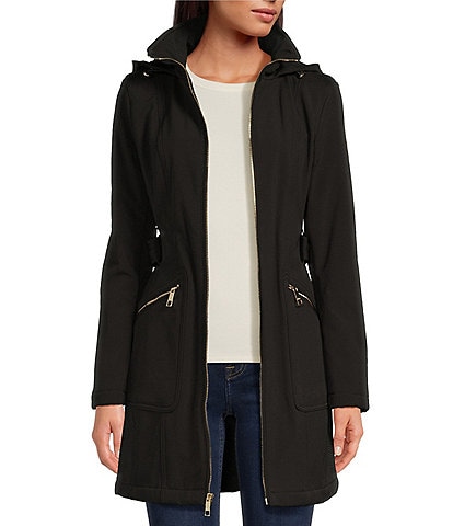 Guess Soft Shell Hooded Water Resistant Belted Parka Coat