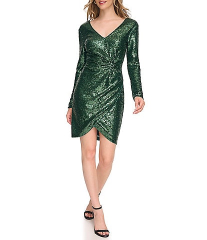 Jump Glitter Ruched Asymmetrical Hem Dress