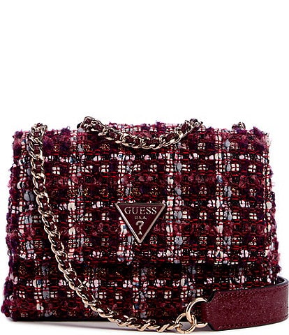 Guess Tali Burgundy Mini Convertible Crossbody Flap Bag