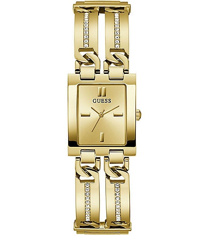 Guess Women's Analog Rectangular Case Gold Tone Stainless Steel Bracelet Watch
