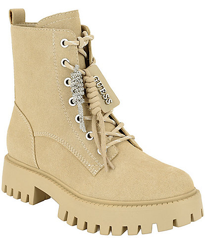 Guess Women's Fizzle Suede Platform Combat Boots