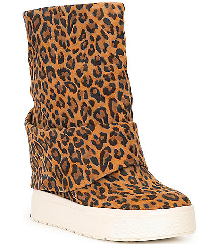 Guess Women's Guinna Leopard Wedge Sneaker Booties
