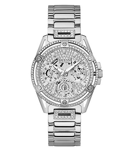 Guess Women's Queen Multifunction Glitz Silver Stainless Steel Bracelet Watch