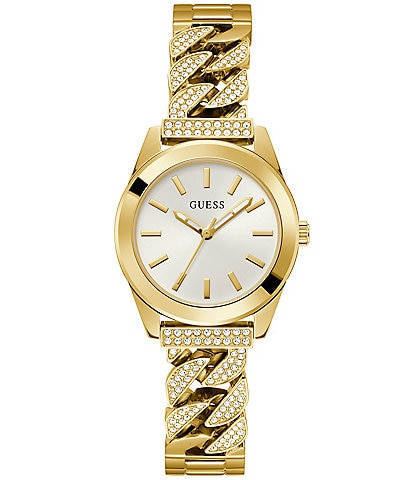 Guess Women's Serena Analog Gold-Tone Glitz Stainless Steel Bracelet Watch
