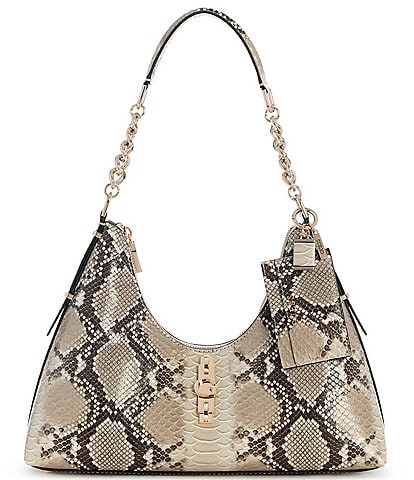 Guess Yvonne Hobo Snake Print Chain Handle Hobo Shoulder Bag