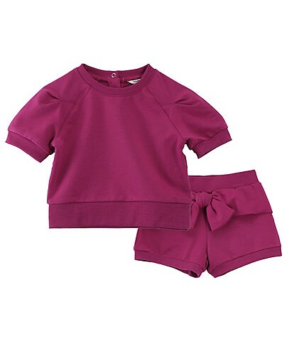 Habitual Baby Girls 12-24 Months French Terry Short Sleeve Top & Bow Front Short Set