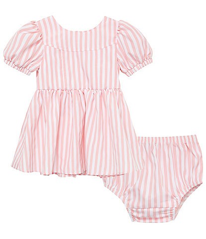 Habitual Baby Girls 12-24 Months Round Neck Stripe Puff Sleeve A-Line Dress & Matching Bloomer