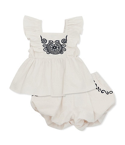 Habitual Baby Girls 12-24 Months Sleeveless Embroidered Top & Bubble-Hem Shorts Set
