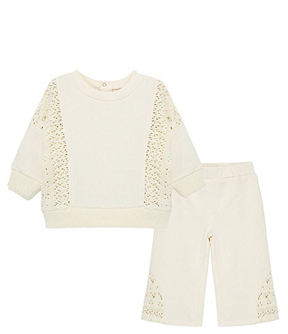 Habitual Baby Girls 12-24 Months Crochet French Terry Pullover and Pant Set