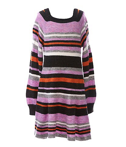 Habitual Big Girls 7-16 Fit-and-Flare Stripe Sweater Dress