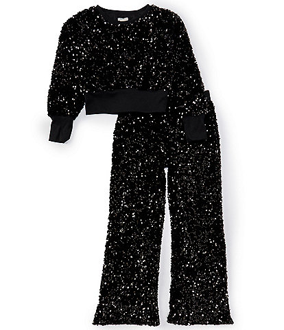 Habitual Big Girls 7-16 Long Sleeve Sequin-Embellished Velvet Top & Matching Pant Set