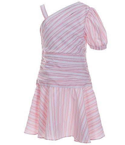 Habitual Big Girls 7-16 One-Shoulder Striped Fit-And-Flare Dress