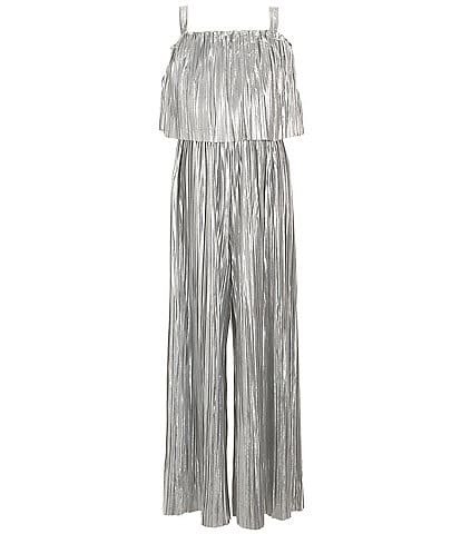 Habitual Big Girls 7-16 Sleeveless Metallic-Knit Wide-Leg Jumpsuit