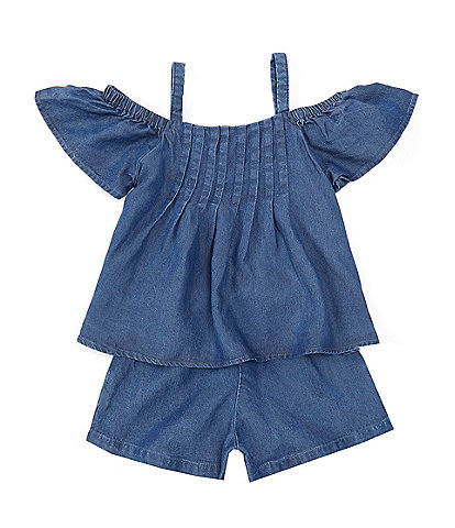 Habitual Little Girls 2T-6 Cold-Shoulder Rosette-Appliqued Top & Matching Shorts Set