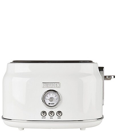 Haden Dorset 2 Slice Toaster Stainless Steel Wide Slot with Removable Crumb Tray and Control Settings Ivory and Chrome