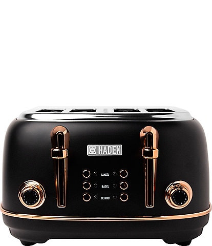 Haden Heritage 4-Slice Wide Slot Toaster - Black & Copper
