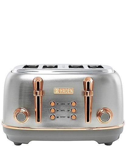 Haden Heritage 4 Slice Toaster Stainless Steel Wide Slot with Removable Crumb Tray and Control Settings