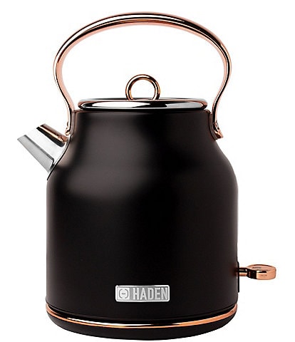 Haden Heritage Cordless Stainless Steel Electric Kettle with Auto Shut-Off and Boil-Dry Protection- Black/Copper